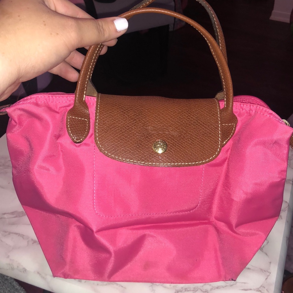 Hot pink small long champ purse